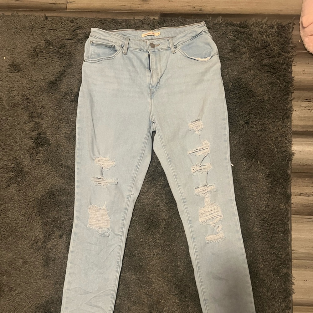 Levi's Blue Skinny Jeans Distressed Style